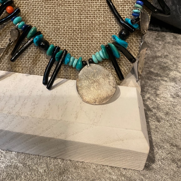 Vintage Native American Richard Begay Sterling Silver Bear Paw Necklace - Picture 4 of 5